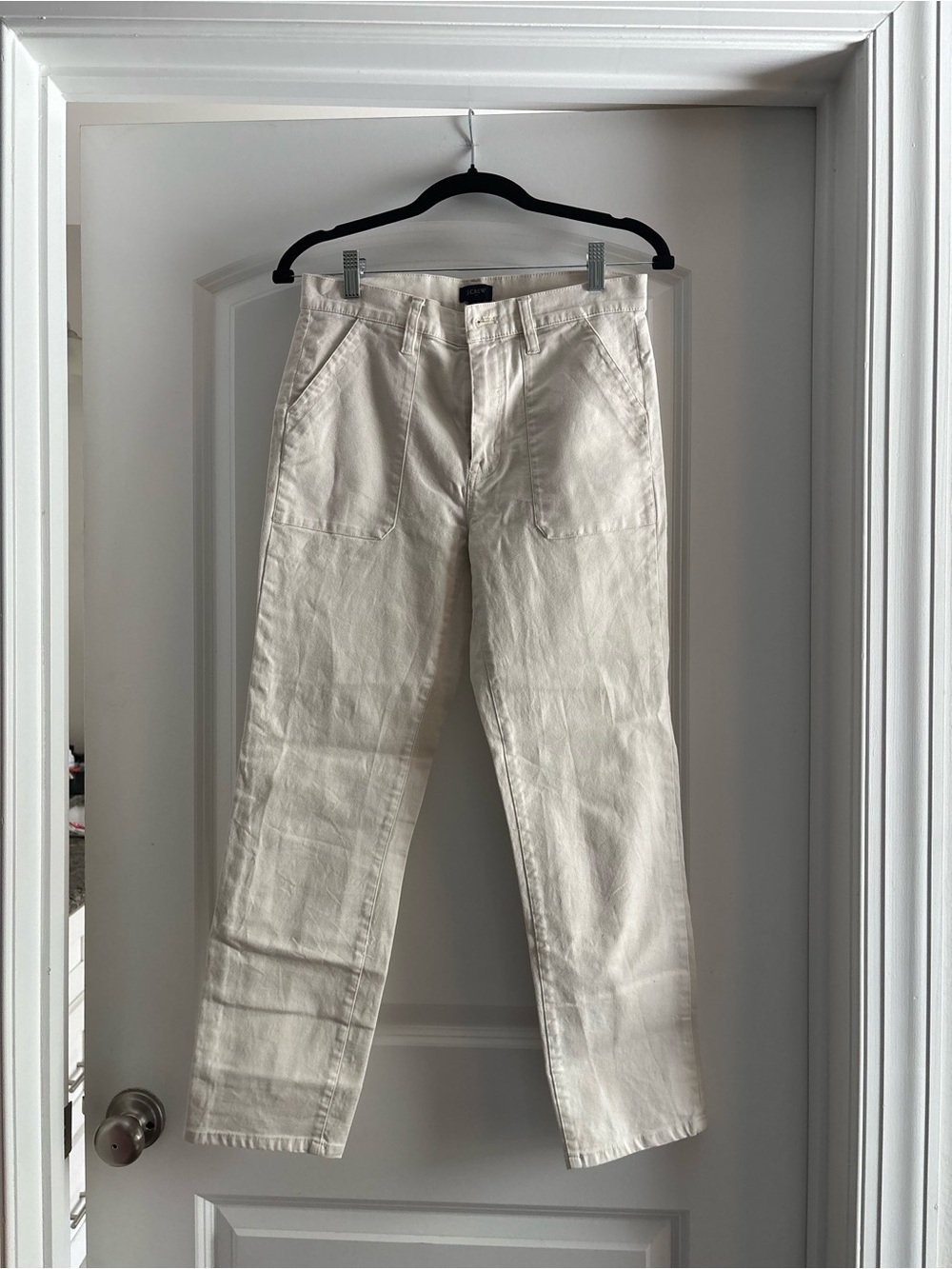 J. Crew Factory Cream Straight-Leg Utility Pants